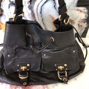 New Vintage Juicy Couture Soft Leather With Gold Trim Bag